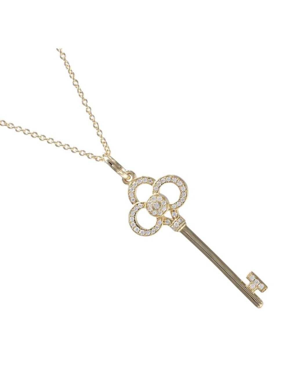 Tiffany & Co Crown Key 18k Yellow Gold Diamond Necklace